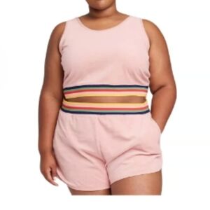 Wild Fable Fleece Lounge Set Tank XL and Shorts Large Light Pink Pockets